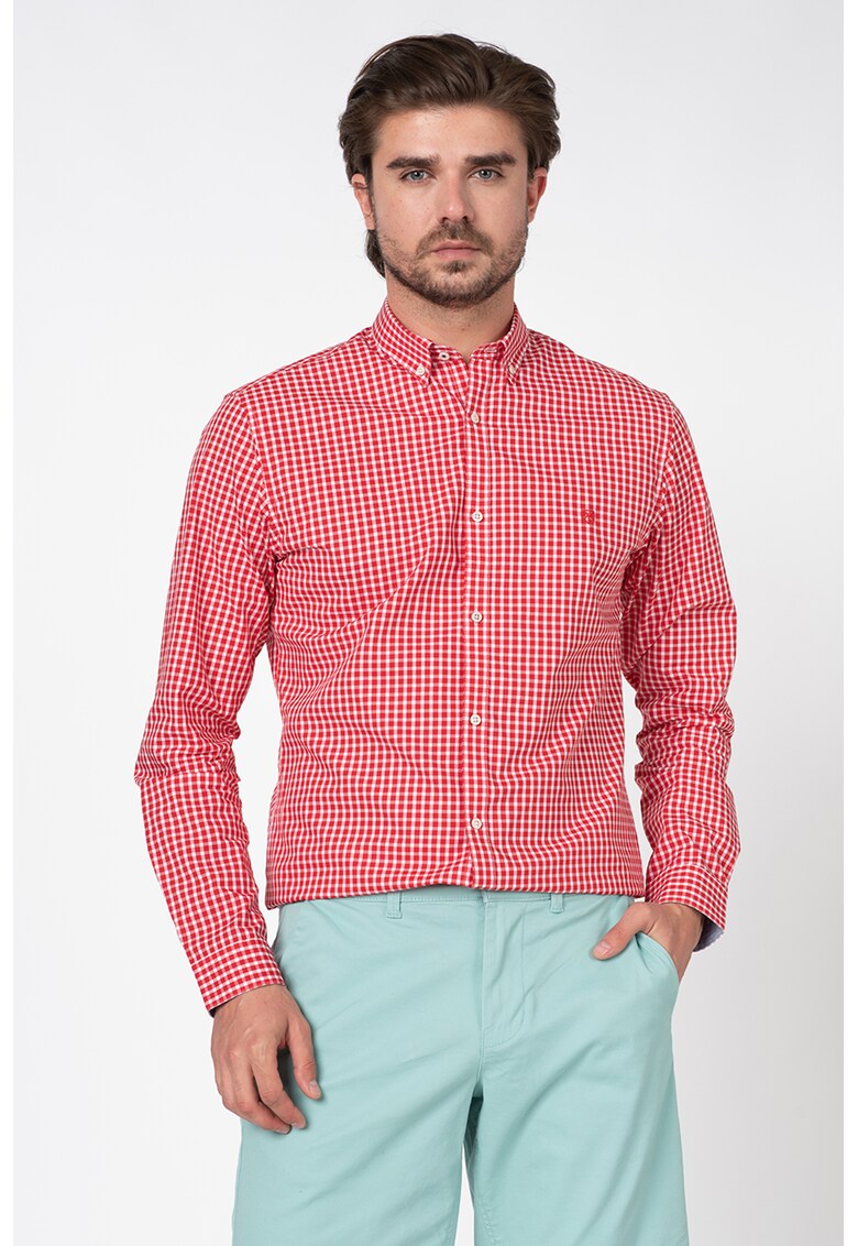 Camasa slim fit cu model gingham