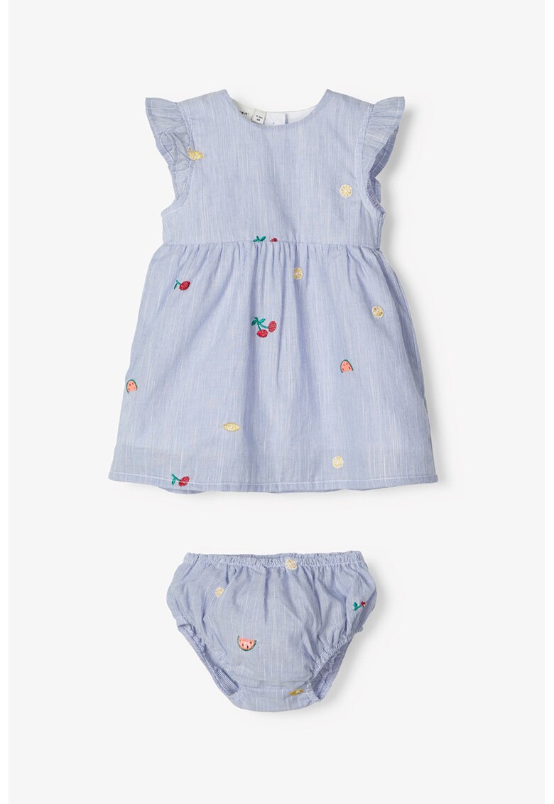 Rochie din bumbac organic in dungi cu maneci scurte si chiloti