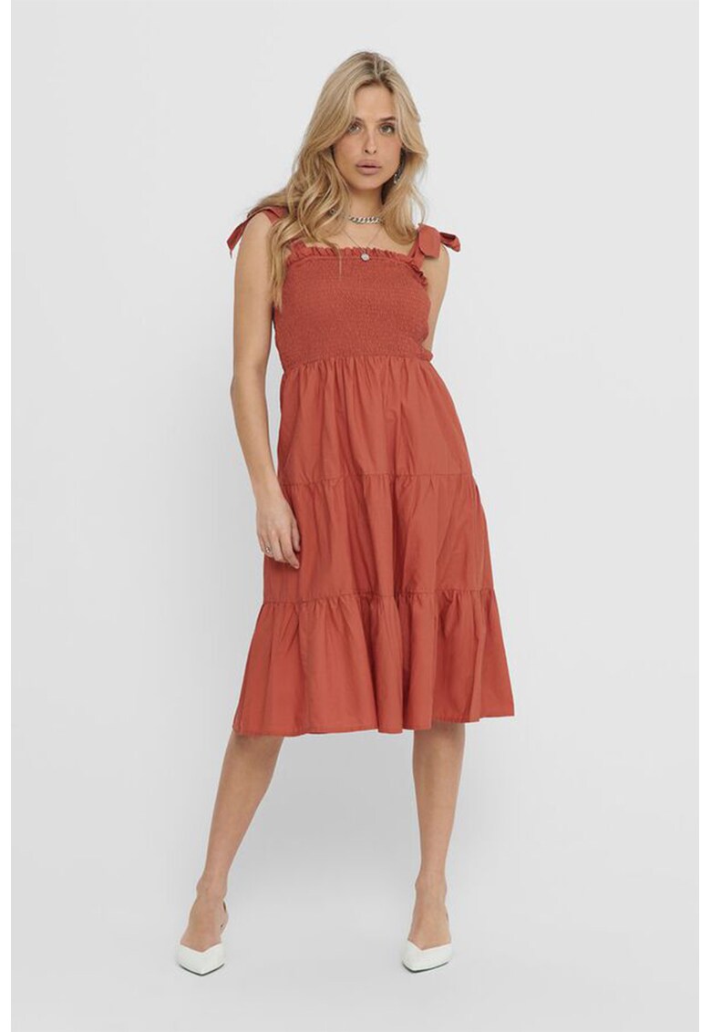 Rochie evazata de bumbac - cu volane