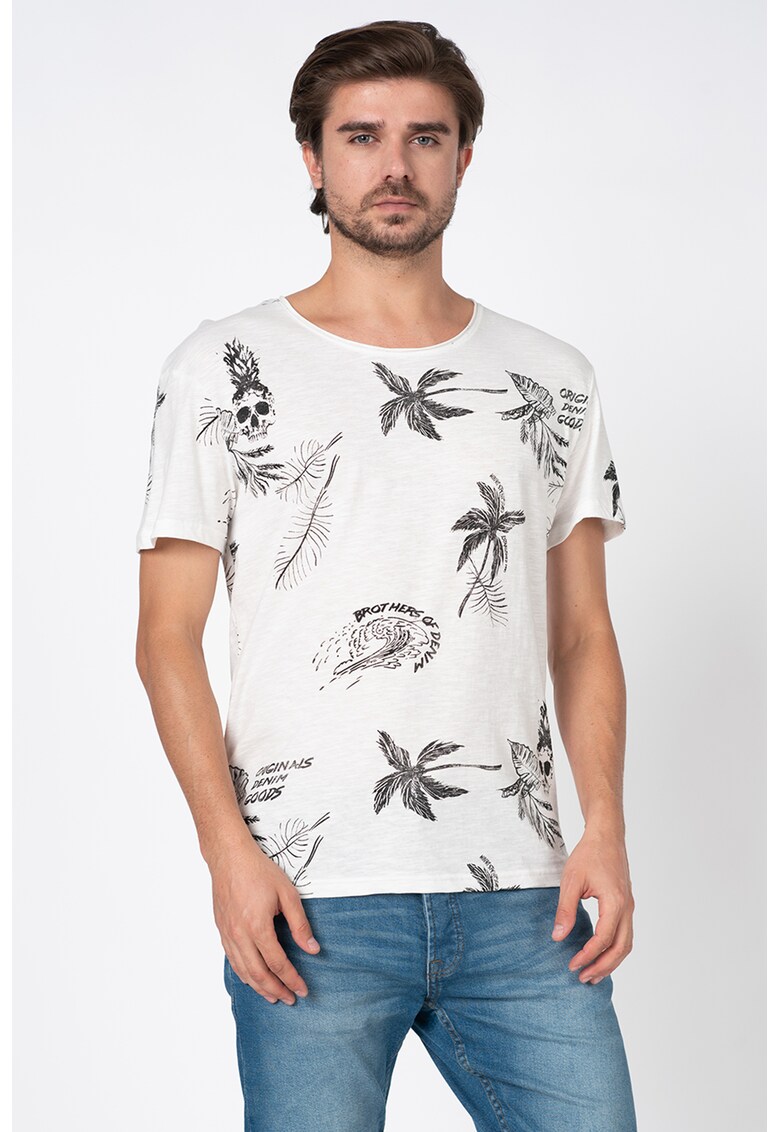 Tricou relaxed fit cu model tropical Jaskin