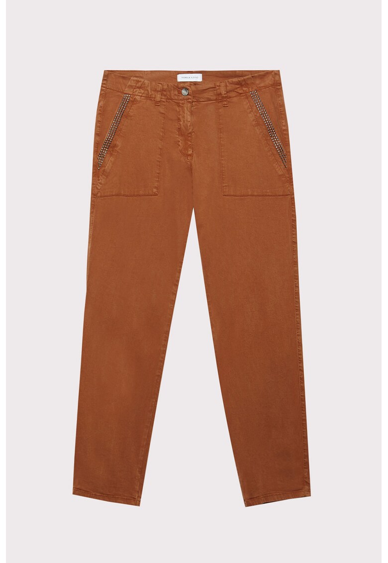 Pantaloni drepti din amestec de lyocell cu nituri Pantaloni drepti din amestec de lyocell cu nituri