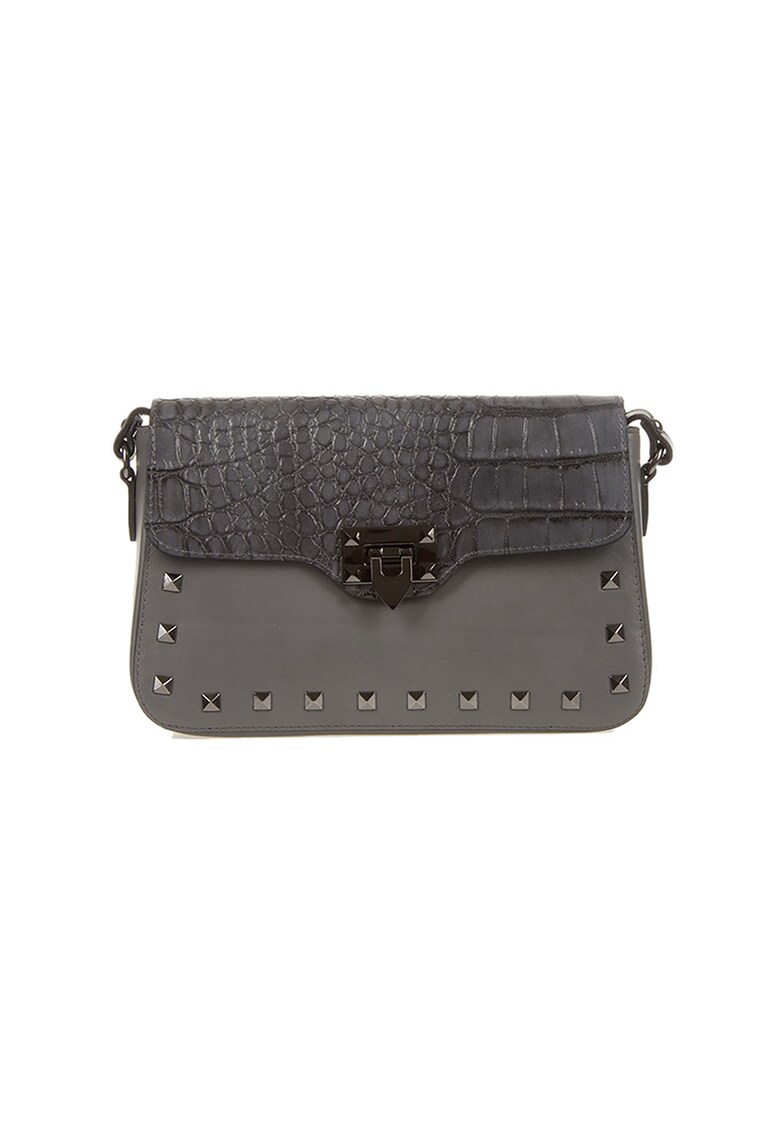 Geanta crossbody de piele cu clapa cu model piele de crocodil