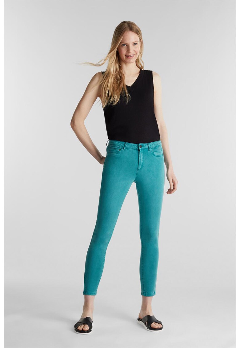 Blugi crop skinny cu talie medie