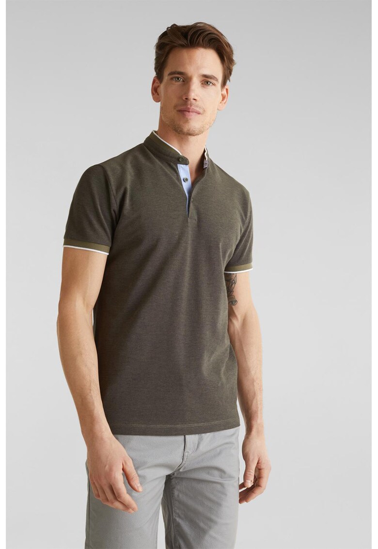 Tricou Henley cu accente contrastante