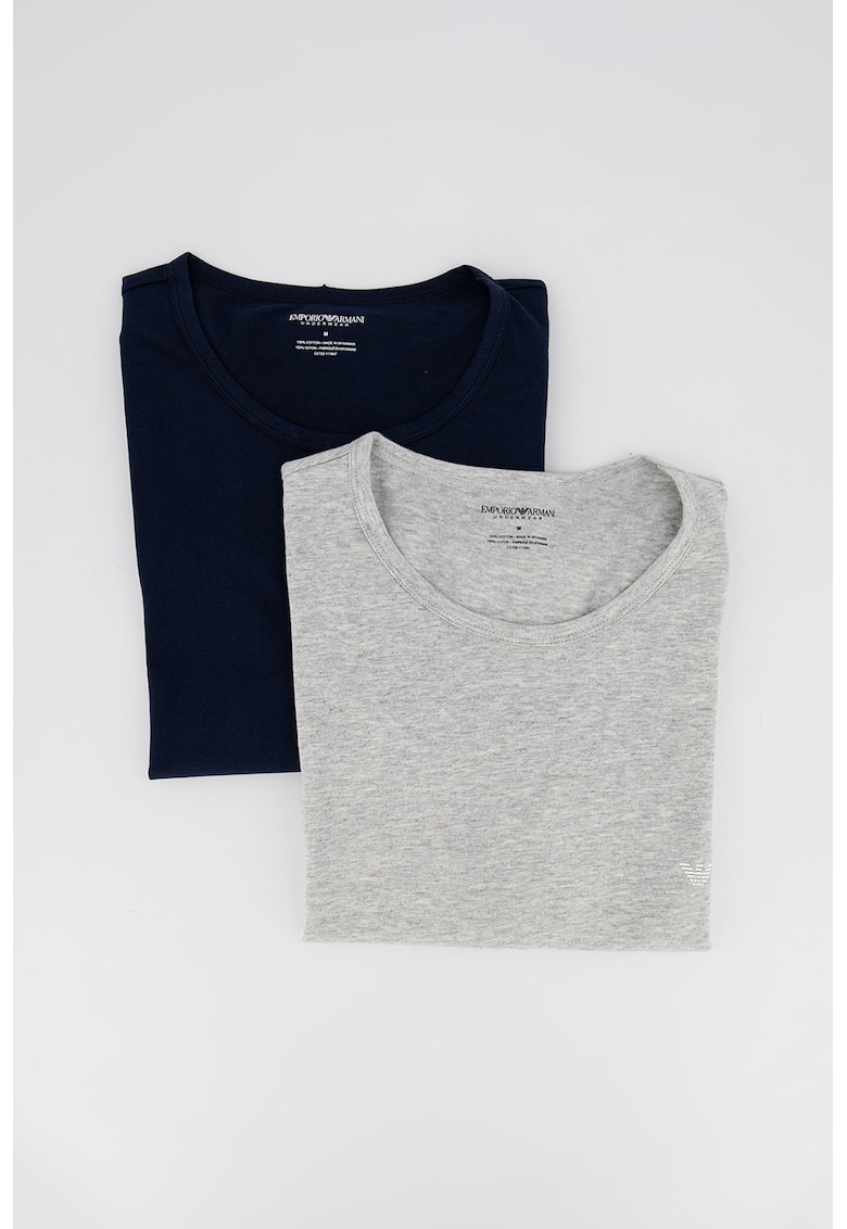 Set de tricouri de casa - din bumbac - 2 piese - Gri deschis/Albastru