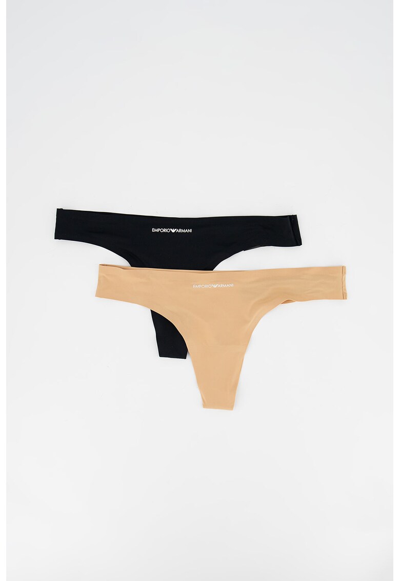 Chiloti tanga din microfibra- 2 perechi Emporio Armani Underwear imagine noua lenjerie-femei.ro