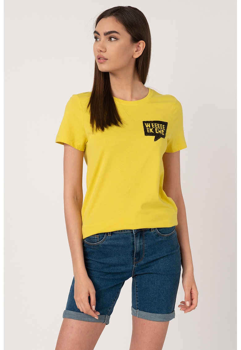 Tricou cu aplicatii din paiete Kita Tricou cu aplicatii din paiete Kita