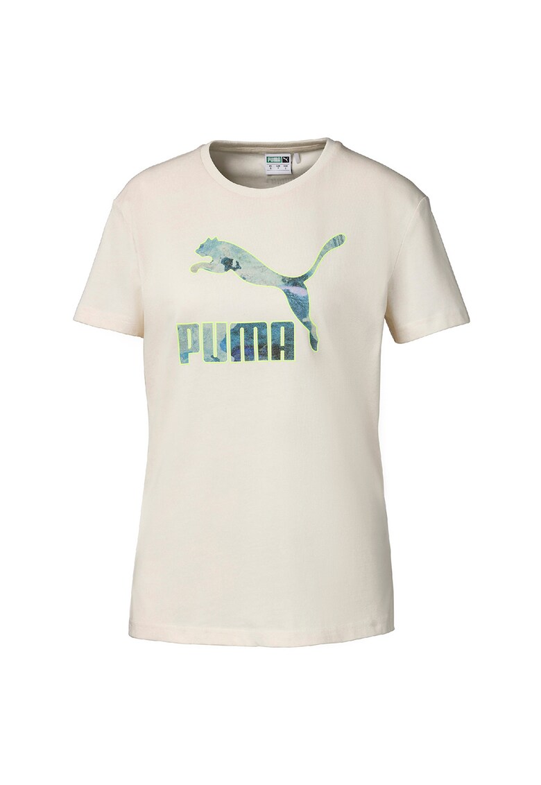 Tricou cu decolteu la baza gatului si imprimeu logo