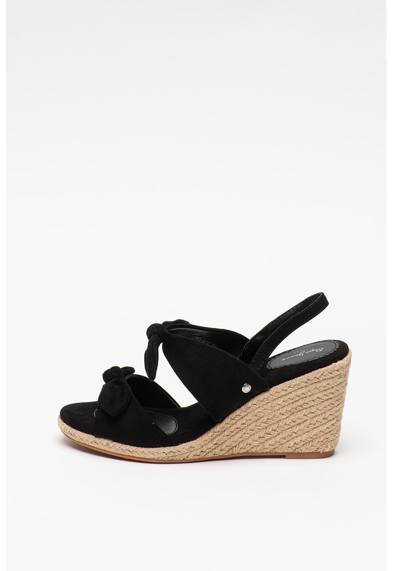 Sandale wedge tip espadrile de piele intoarsa ecologica Shark Honey