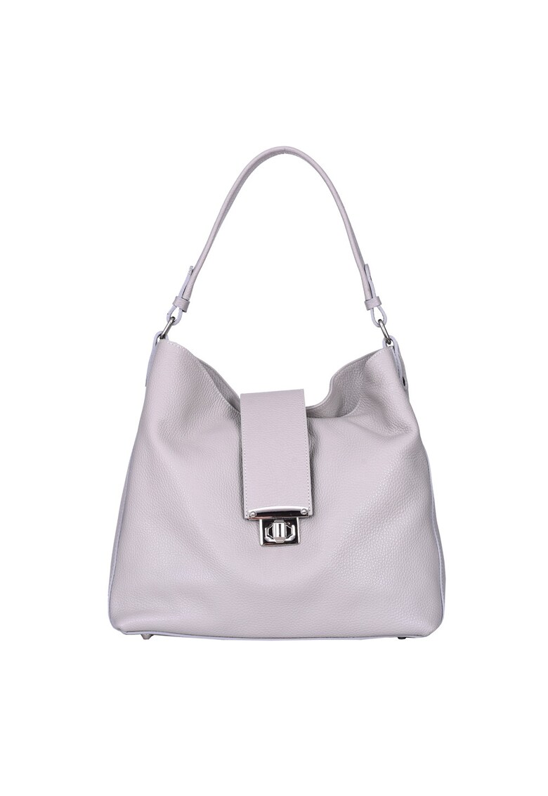 Geanta piele naturala Loredana gri - Gri deschis