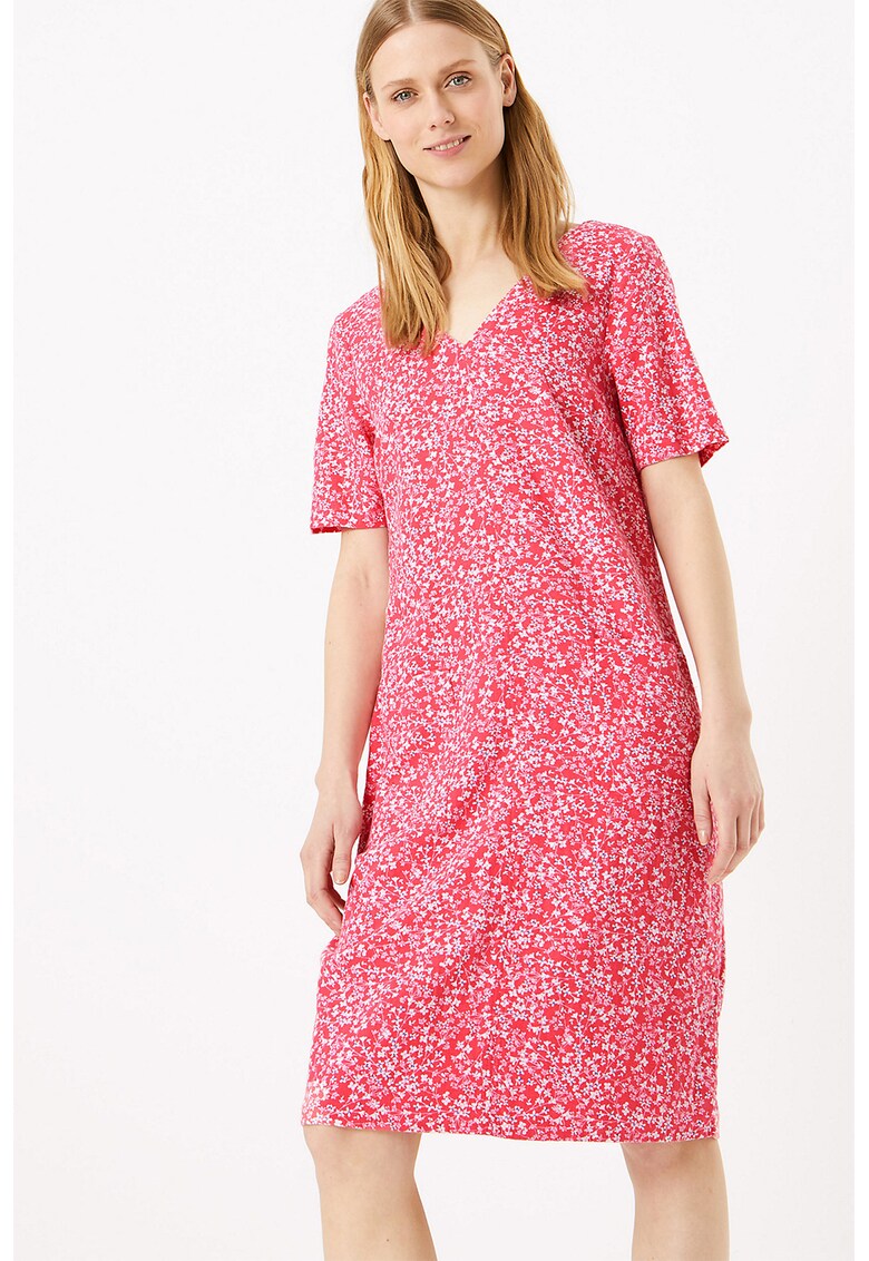 Rochie din amestec de in cu model floral