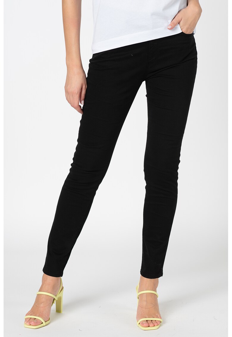 Blugi skinny cu aplicatie logo din strasuri W-Q-436-01-S-3300