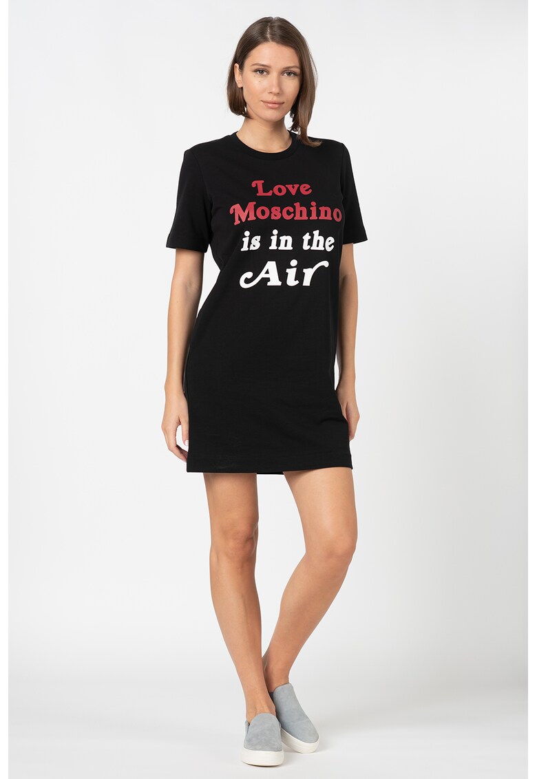 Rochie tip tricou cu imprimeu logo si text