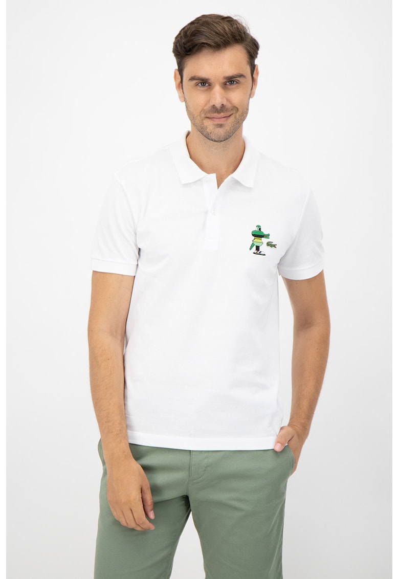 Tricou polo cu detaliu brodat pe piept