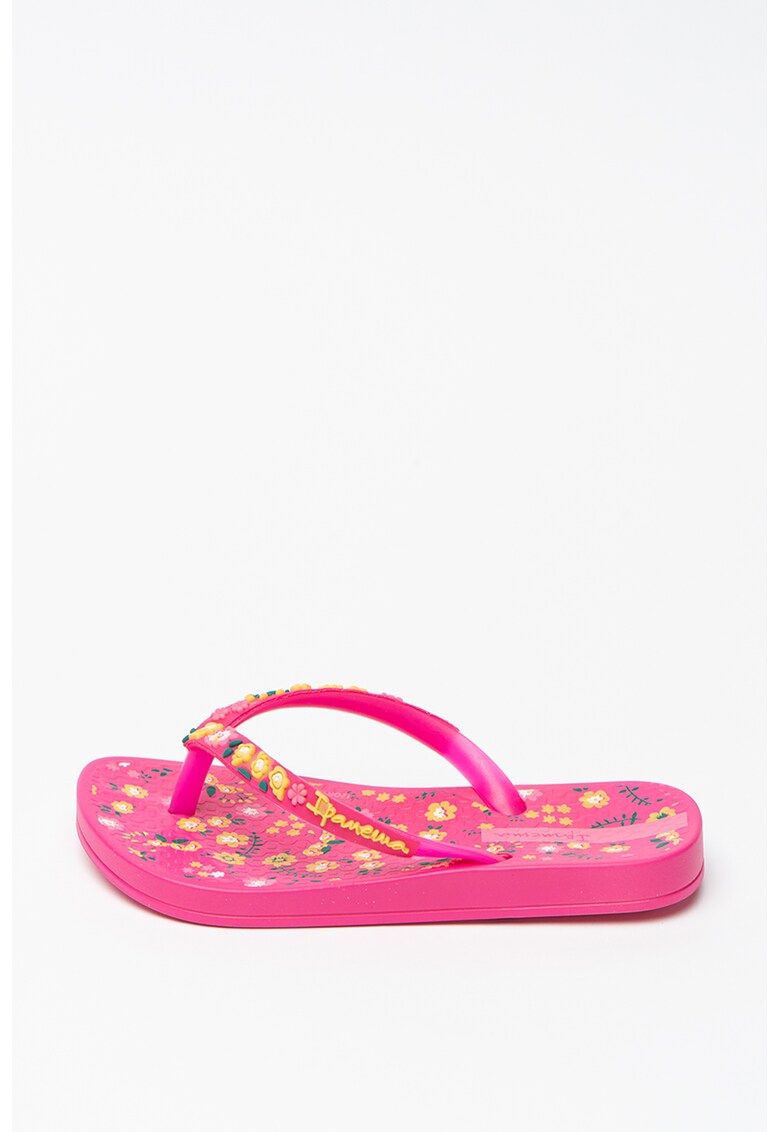 Papuci flip-flop cu model floral Lovely