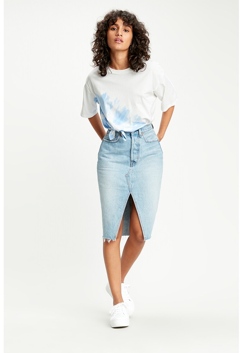 Fusta midi cu slit frontal