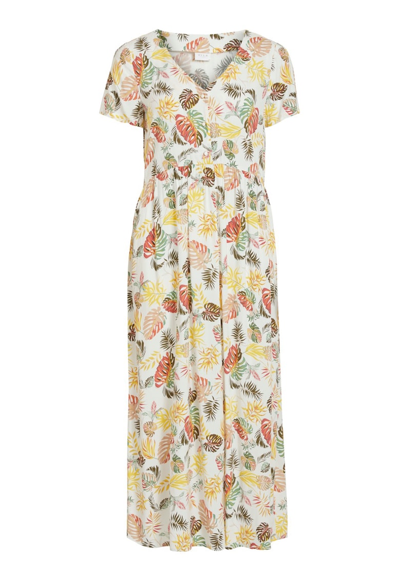 Rochie cu decolteu in V si model tropical