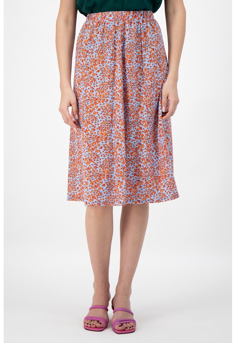 Fusta midi evazata cu imprimeu floral