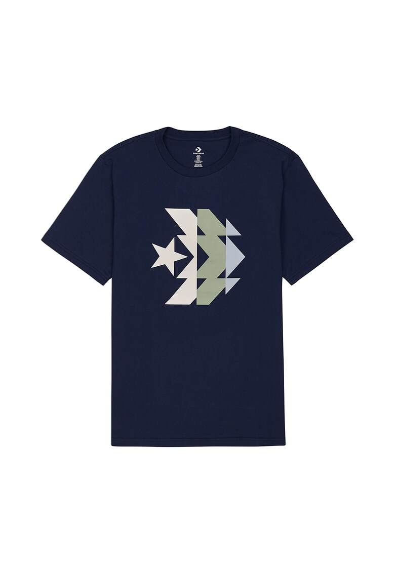 Tricou cu decolteu la baza gatului si imprimeu Kaleidoscope Star