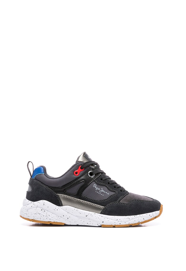 Pantofi sport de piele ecologica cu garnituri de piele intoarsa