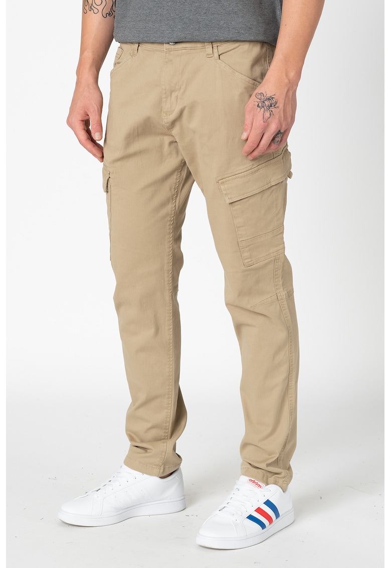 Pantaloni cargo slim fit din amestec de bumbac organic