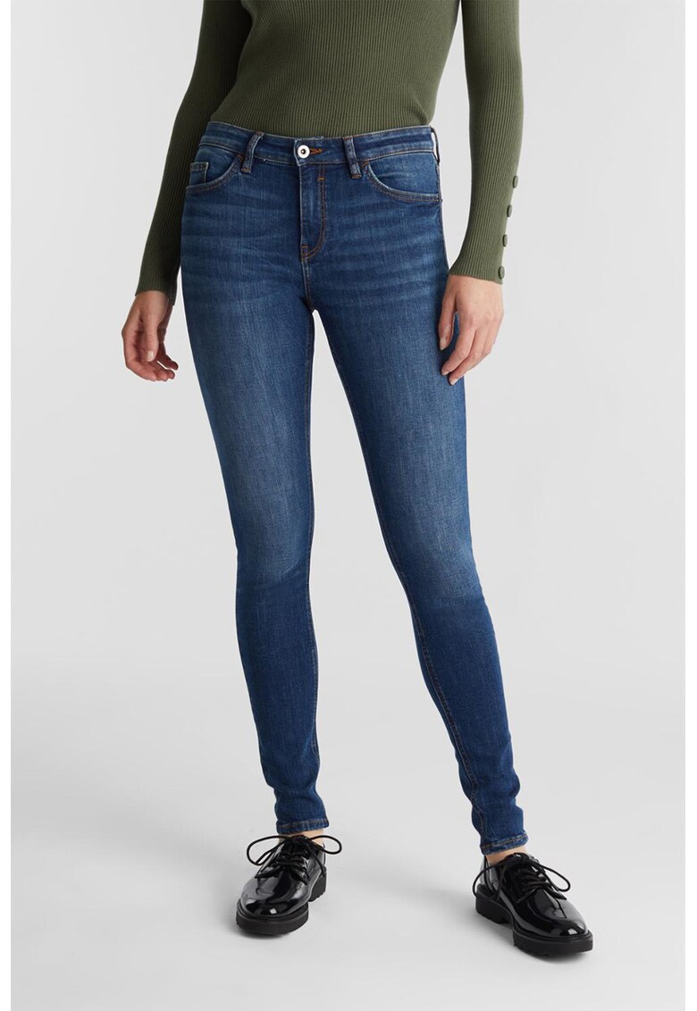 Blugi skinny cu aspect decolorat