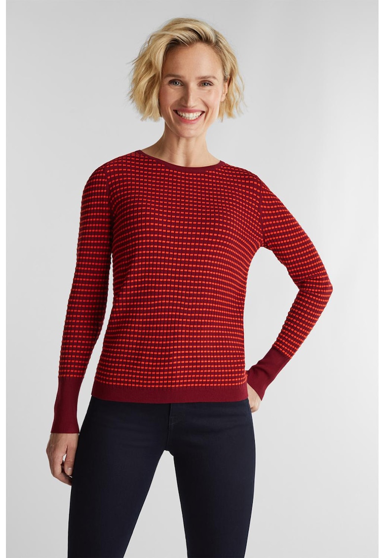 Pulover tricotat fin cu aspect texturat