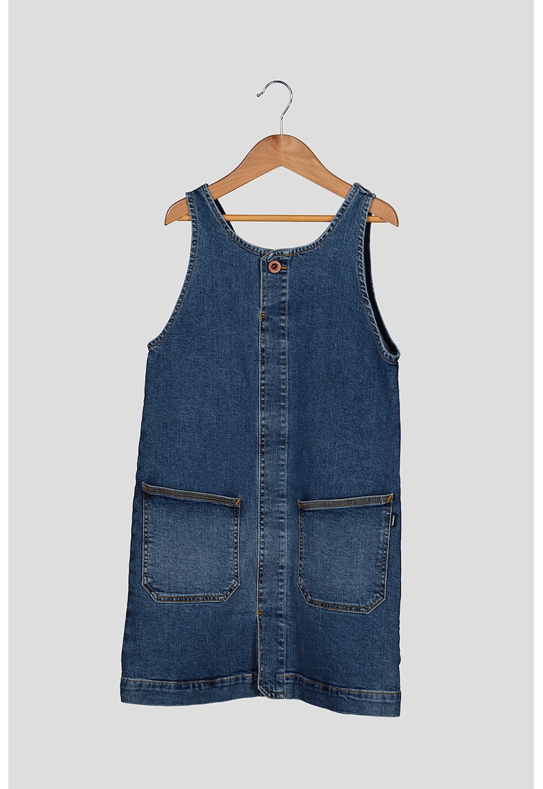 Rochie din denim - fara maneci - cu buzunare laterale