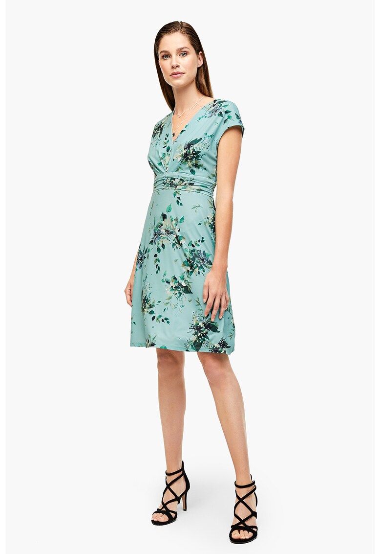 Rochie mini cu model floral si decolteu in V