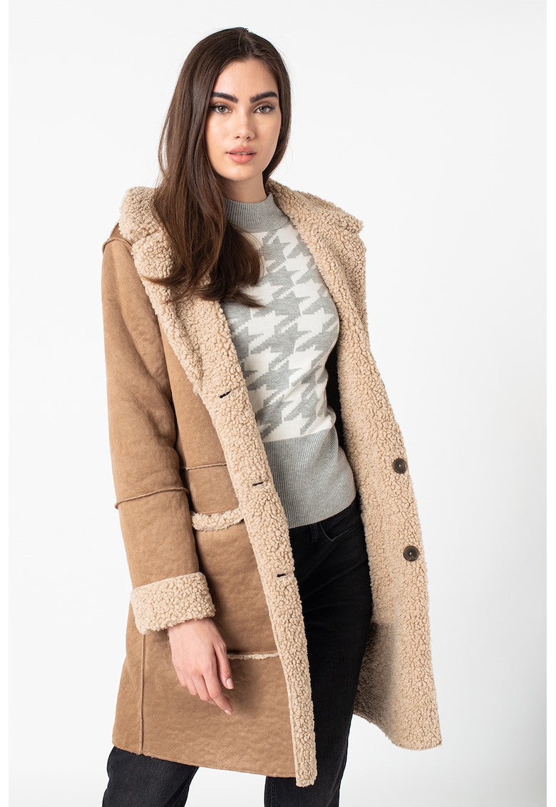 Palton reversibil de blana shearling sintetica