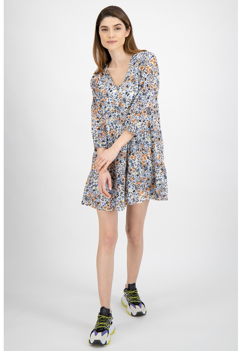 Rochie cu decolteu in V si model floral