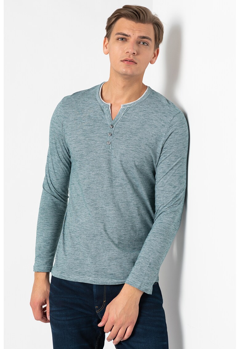 Bluza cu decolteu Henley