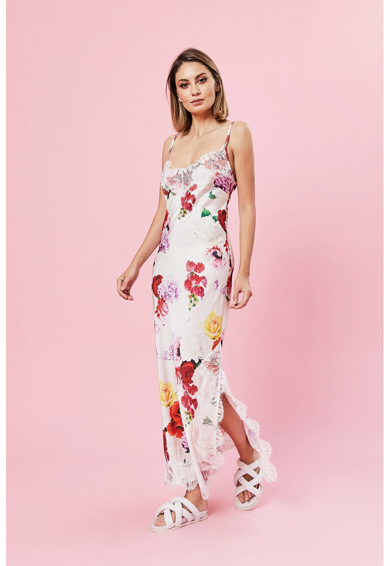 Rochie din amestec de matase - cu model floral si garnituri de dantela Taffy