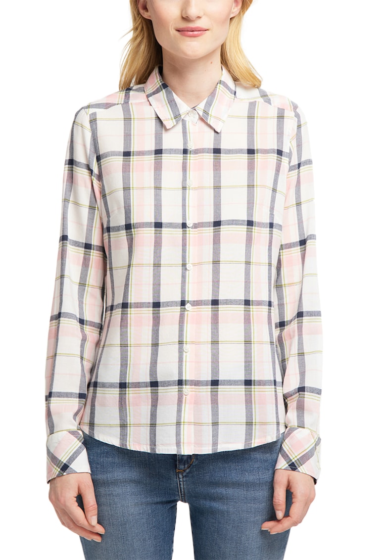 Camasa in carouri cu terminatie rotunjita - Alb/Roz/Gri inchis