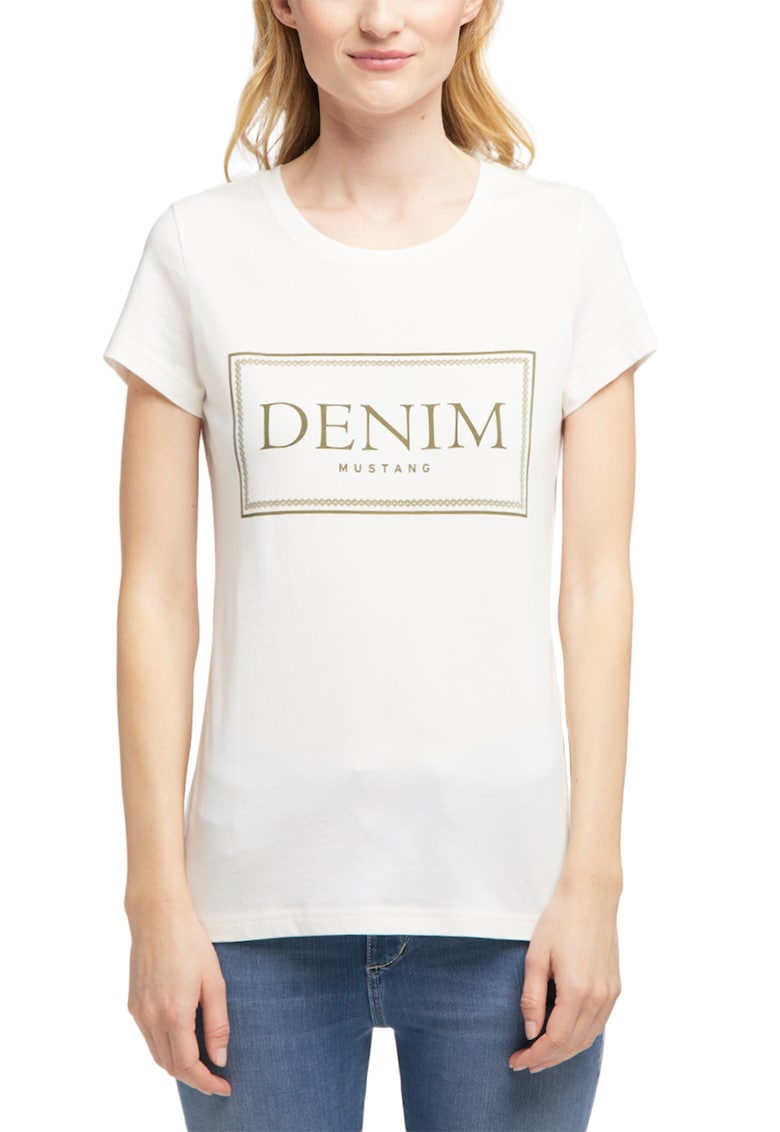 Tricou cu imprimeu text - Maro/Alb murdar