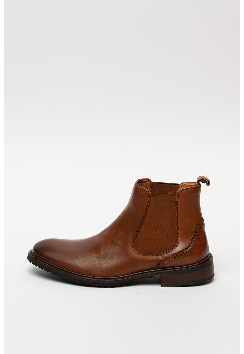 Ghete Chelsea din piele cu detalii brogue