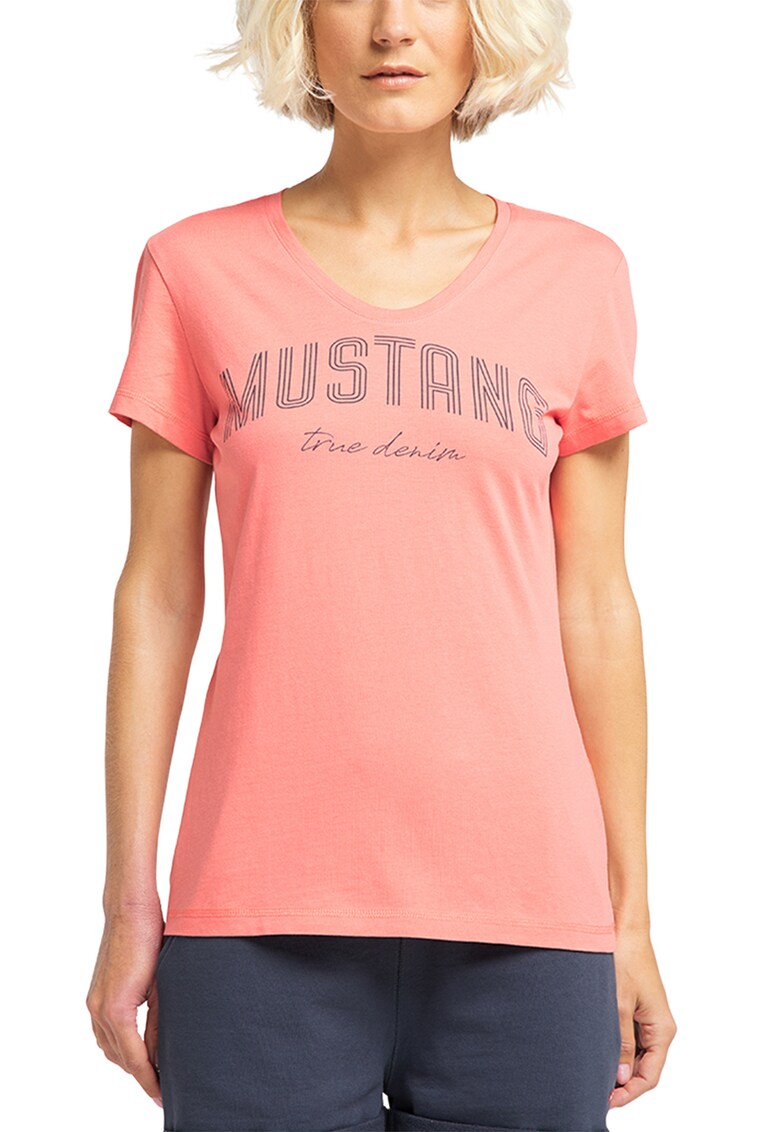 Tricou cu imprimeu logo - Roz somon