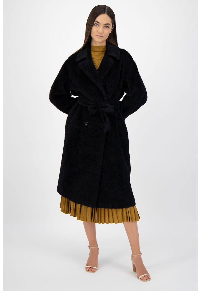Palton din amestec de lana virgina si alpaca - cu un cordon
