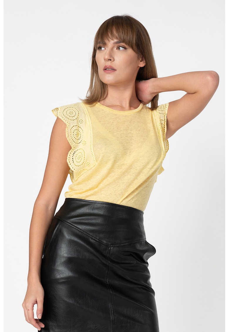 Tricou de in cu maneci butterfly din dantela San Gallo Clara