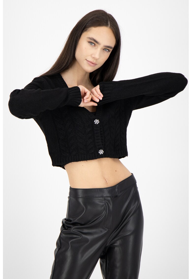 Cardigan crop cu model torsade