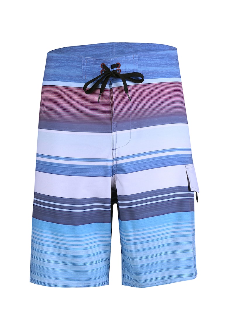 Pantaloni scurti de baie - cu snur si model Lepa - Albastru aqua/Bleumarin/2`Rosu Bordeaux