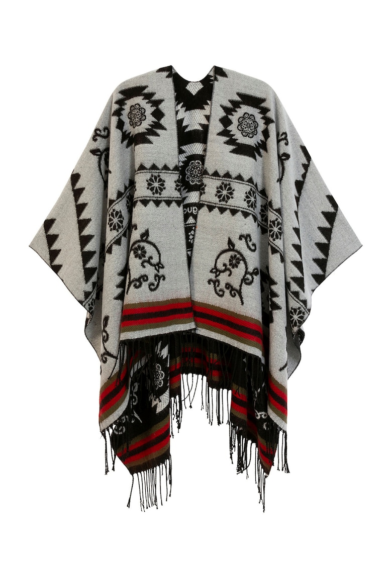 Poncho reversibil cu model etnic Freedom