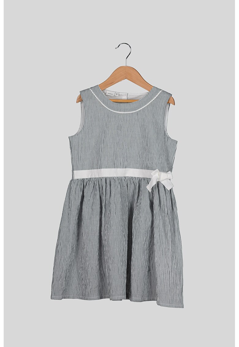 Rochie evazata din bumbac organic cu model in dungi