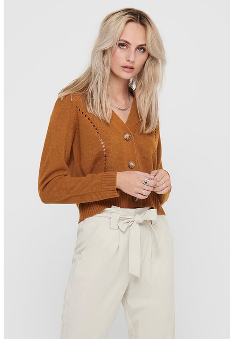 Cardigan scurt cu perforatii