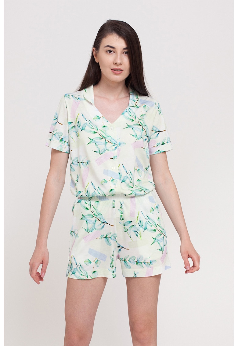 Pijama din amestec de modal cu pantaloni scurti Moonsky