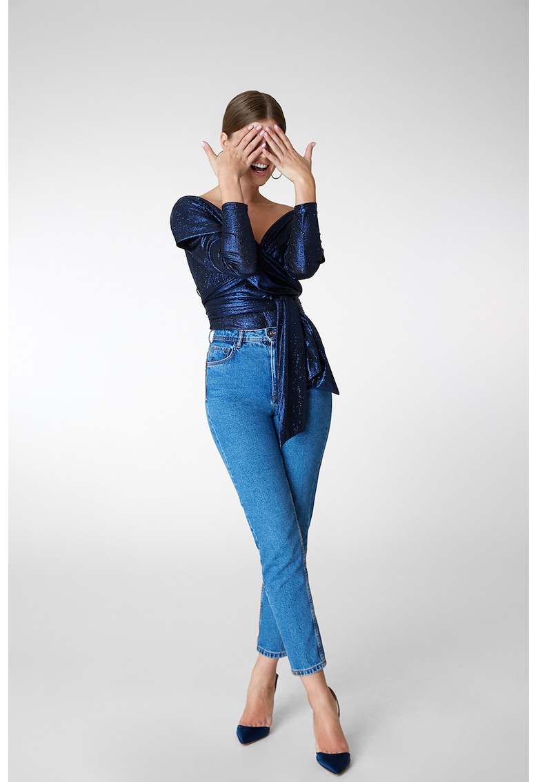 Bluza din lurex cu model petrecut Kimono Alina Cernatescu imagine 2022