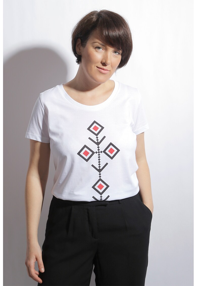 Tricou de bumbac organic – cu imprimeu traditional ALISIA ENCO imagine noua