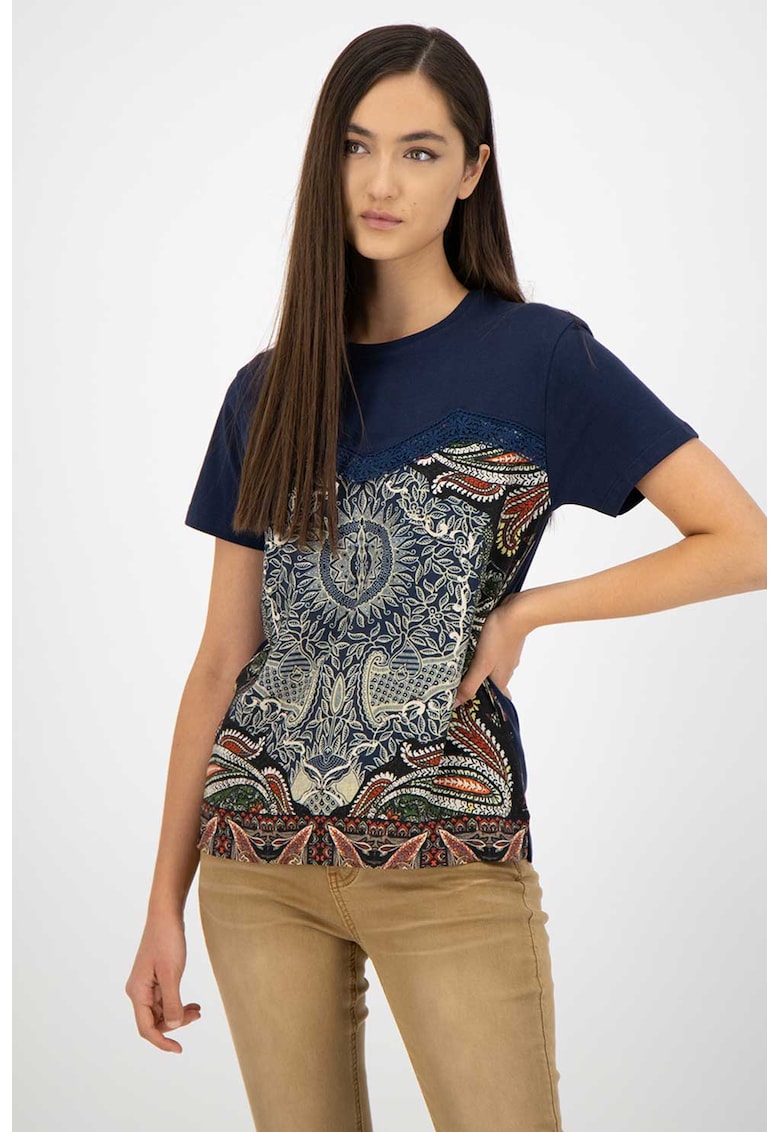 Tricou cu insertie de dantela guipure
