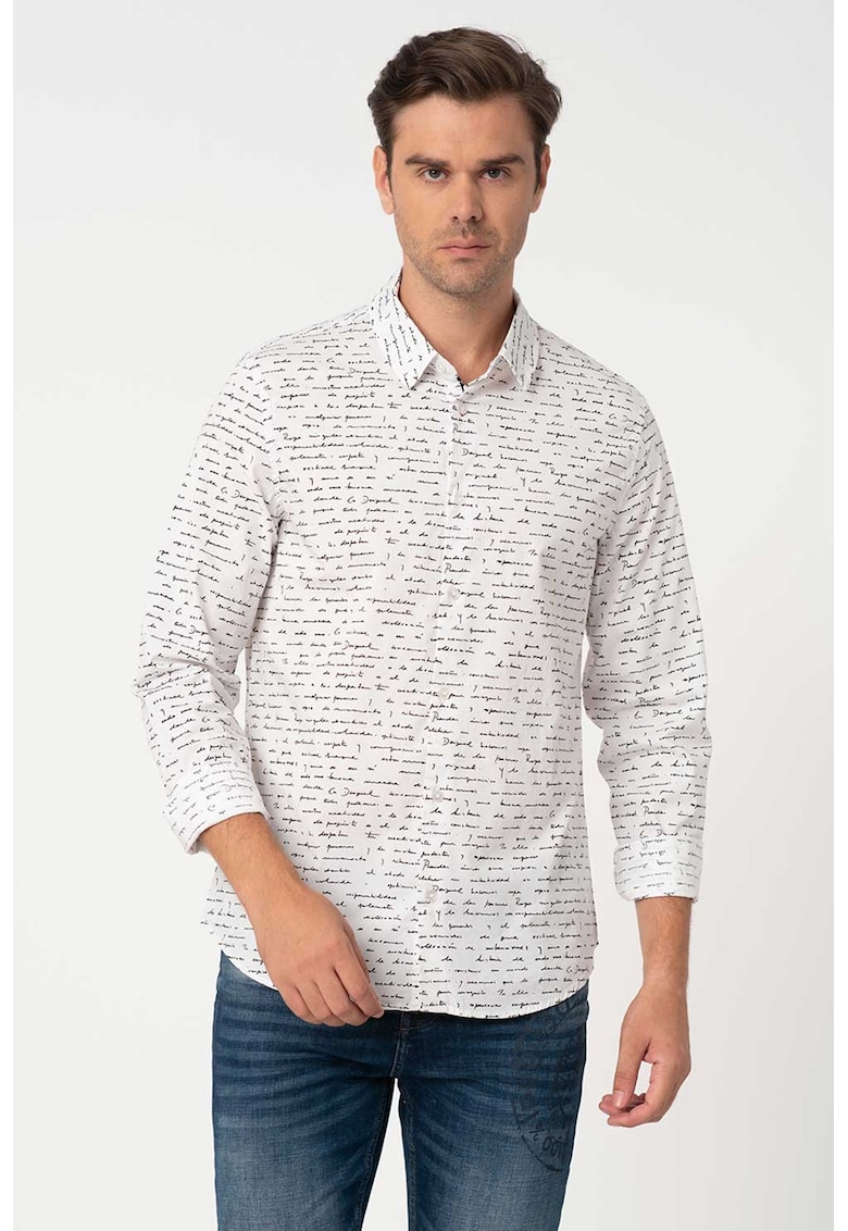 Camasa slim fit cu imprimeu text Jon
