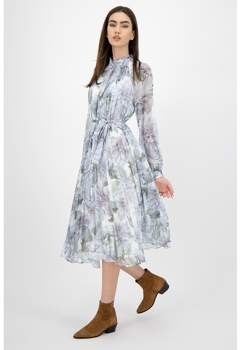 Rochie cu imprimeu floral si model cu pliuri